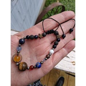 Solar System Planet Bracelet Beads Semi Precious Stones Metal
